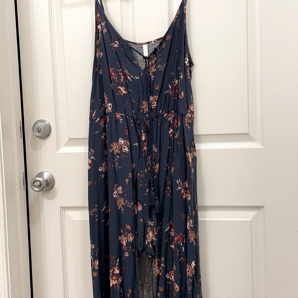 Blue high low romper